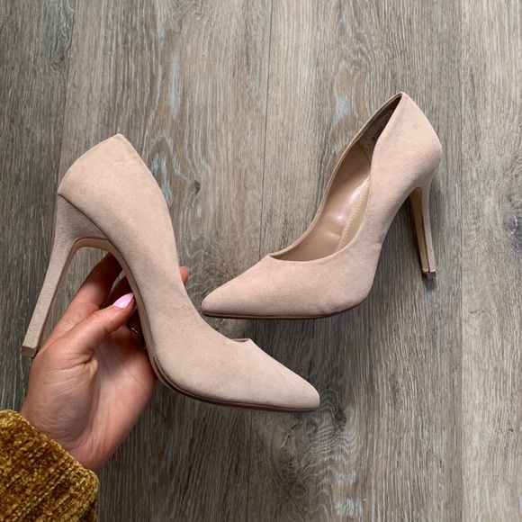 Abound Shoes - Nude pointed suede heels